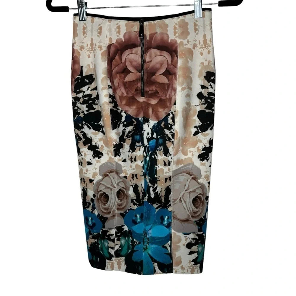 Pinko Floral Pencil Skirt Zip Back Italy‎ US 2